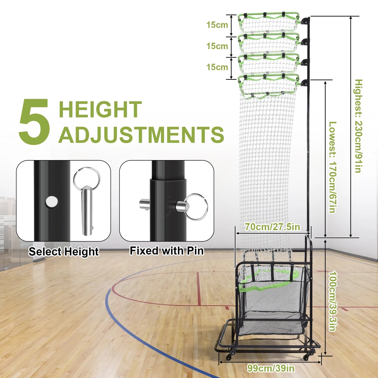 Volleyball Setting Trainer Volleyball Equipment Adjustable Height Angle Practice Volleyball Net for Indoor and Outdoor Practice