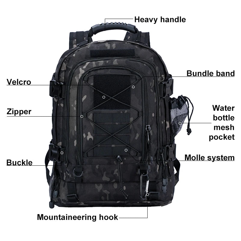 Tactical Backpack Molle Military Daypack for Hiking Camping Travel