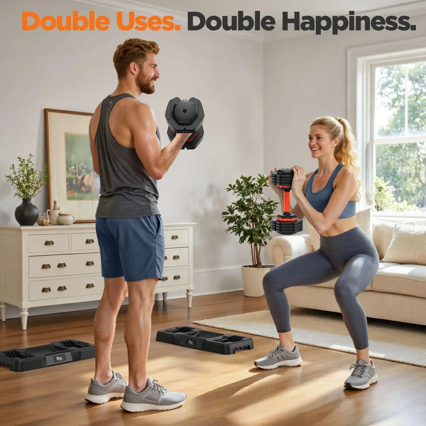 2026 Updated Adjustable Dumbbell Set 110lbs - Storage Box, Anti-Slip Grip, for Men & Women Home Gym