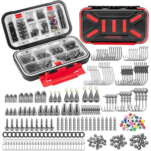 KastKing 182-400pcs Fishing Kit: Complete Freshwater Tackle Box with Hooks, Weights, Bobbers for Bass, Trout & Panfish