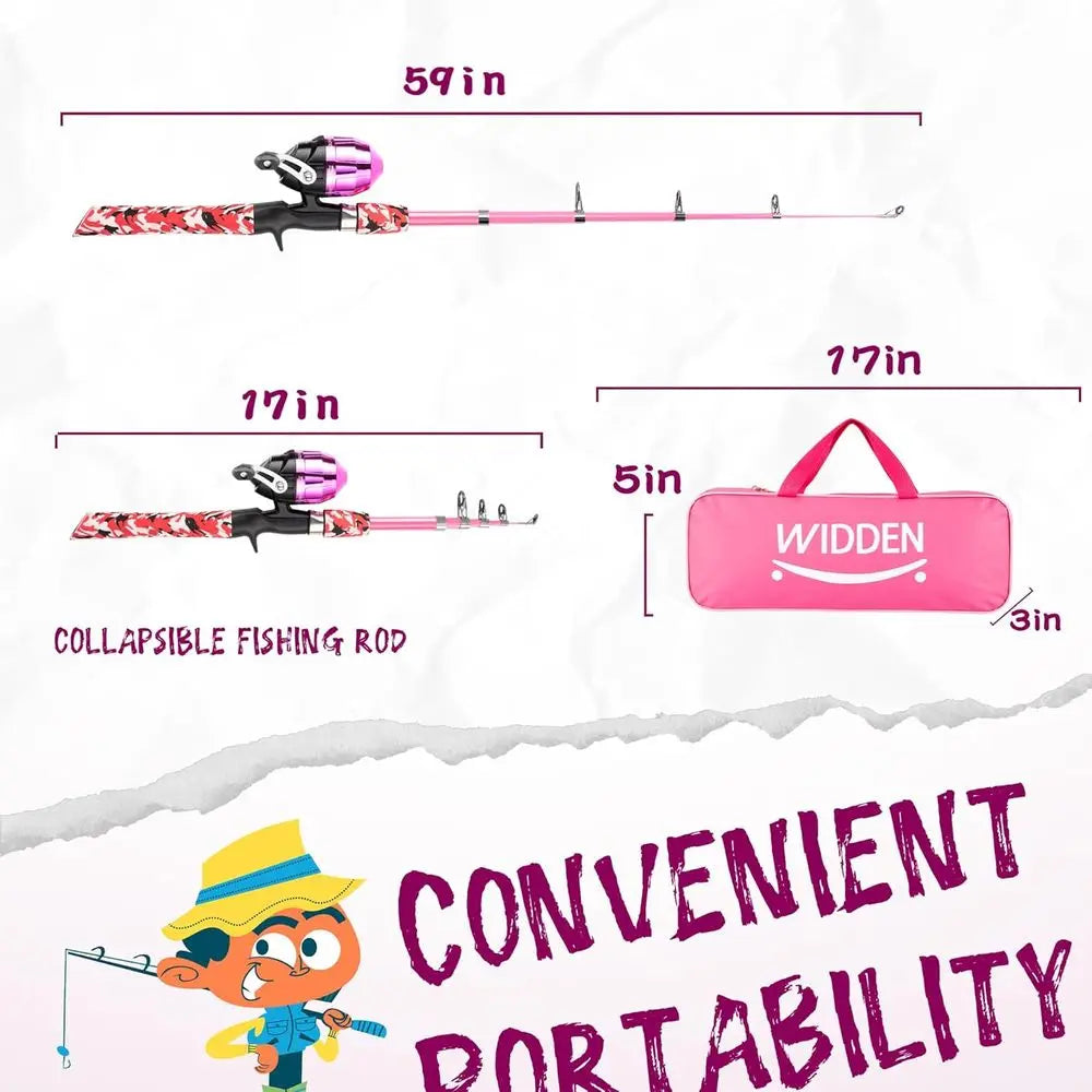 Portable Telescoping Fishing Rod Set for Kids, Complete with Tackle Box, Reel, and Net, Ideal for Toddlers and Youths