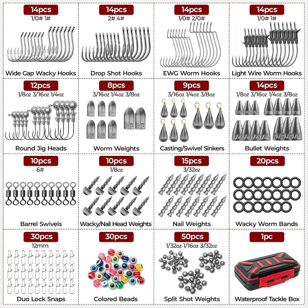 KastKing 182-400pcs Fishing Kit: Complete Freshwater Tackle Box with Hooks, Weights, Bobbers for Bass, Trout & Panfish