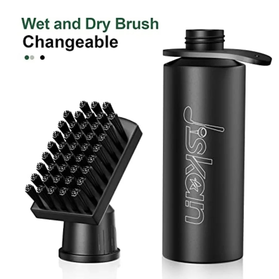 Pro Golf Club Brush Cleaner with Retainer Clip and Squeeze Water Bottle 7.5 Inches Holds 4 Ounces of Water, Essentials Golf Acc
