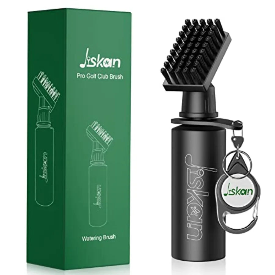 Pro Golf Club Brush Cleaner with Retainer Clip and Squeeze Water Bottle 7.5 Inches Holds 4 Ounces of Water, Essentials Golf Acc