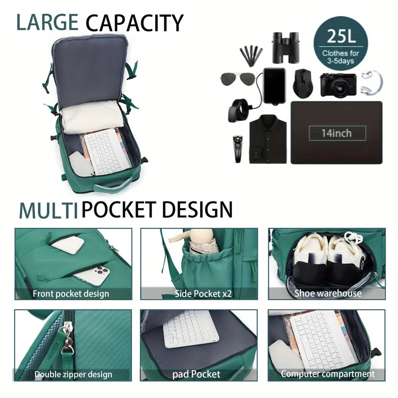 Unisex Hiking Laptop Backpack For Travel And School