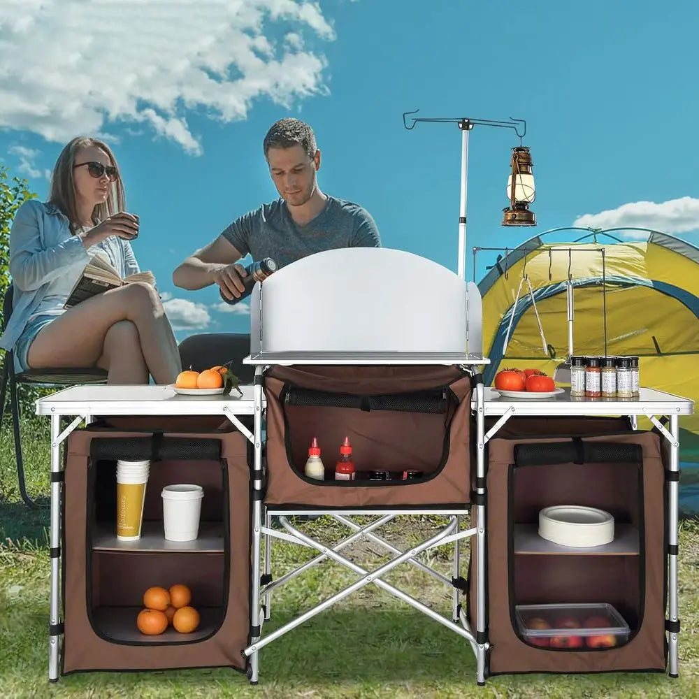 Camping Kitchen Table With Storage And Carrying Bag