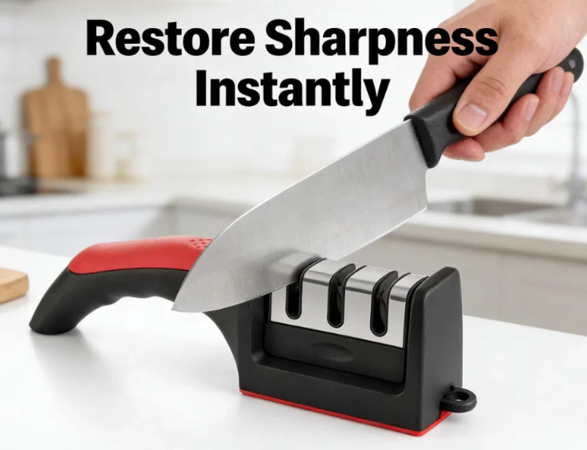 3-Stage Knife Sharpener, Multi-Function, Non-Slip Base, Portable Kitchen Gadget