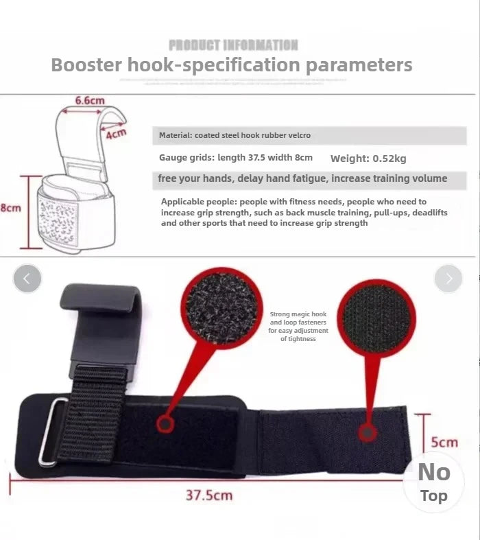 Non Slip Weight Lifting Hooks Pair For Deadlifts And Pull Ups