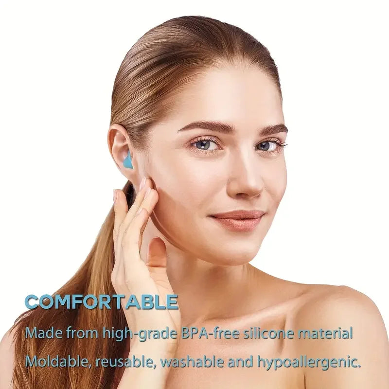 12 Pieces Silicone Reusable Sleep Ear Plugs - For Concerts, Swimming, Shooting, Snoring, Airplanes