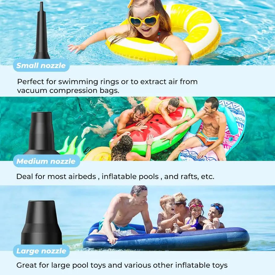 Rechargeable Electric Air Mattress Pump With QuickFill Inflator