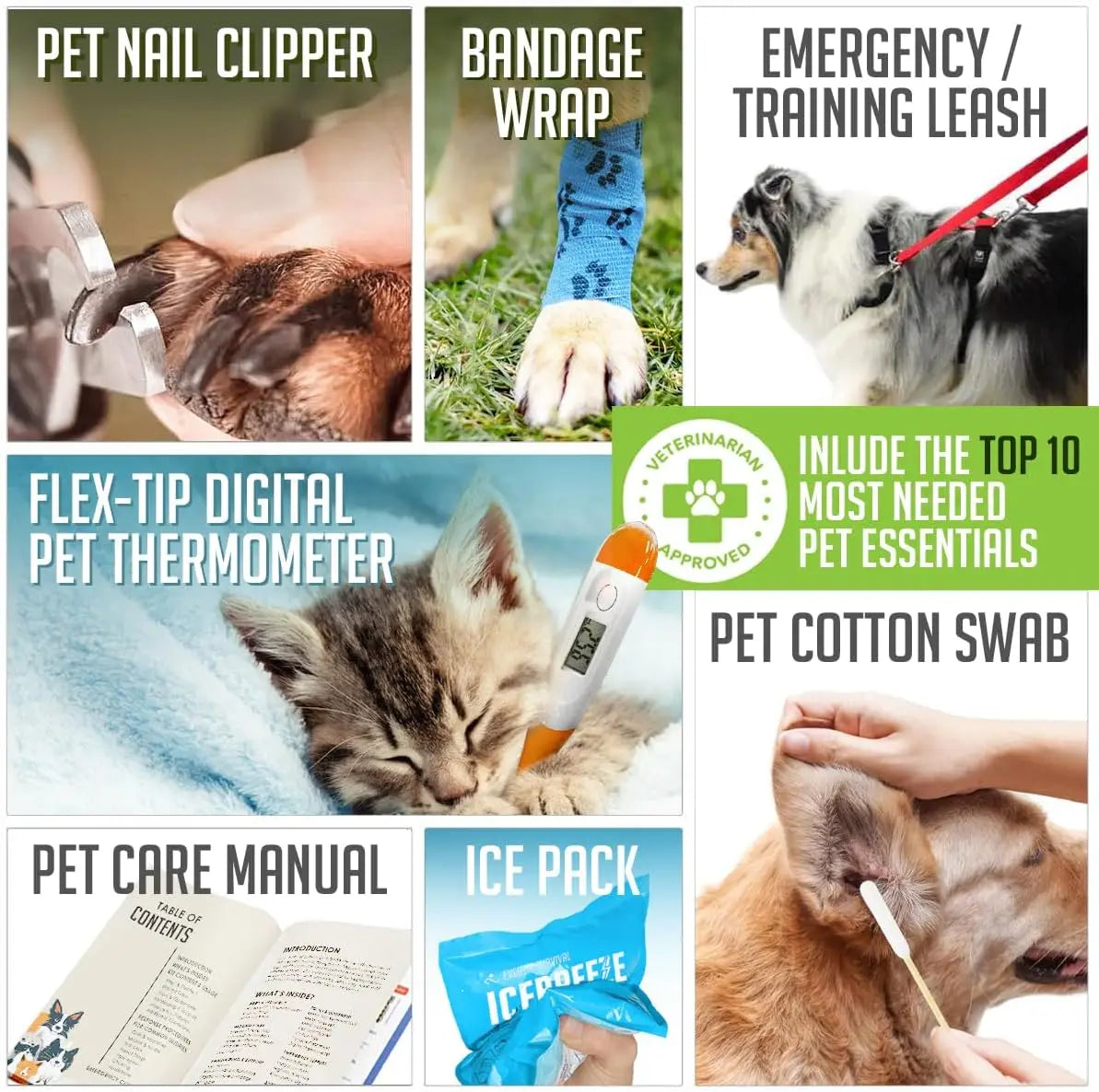Pet First Aid Kit 95-Piece Vet-Approved For Dogs And Cats