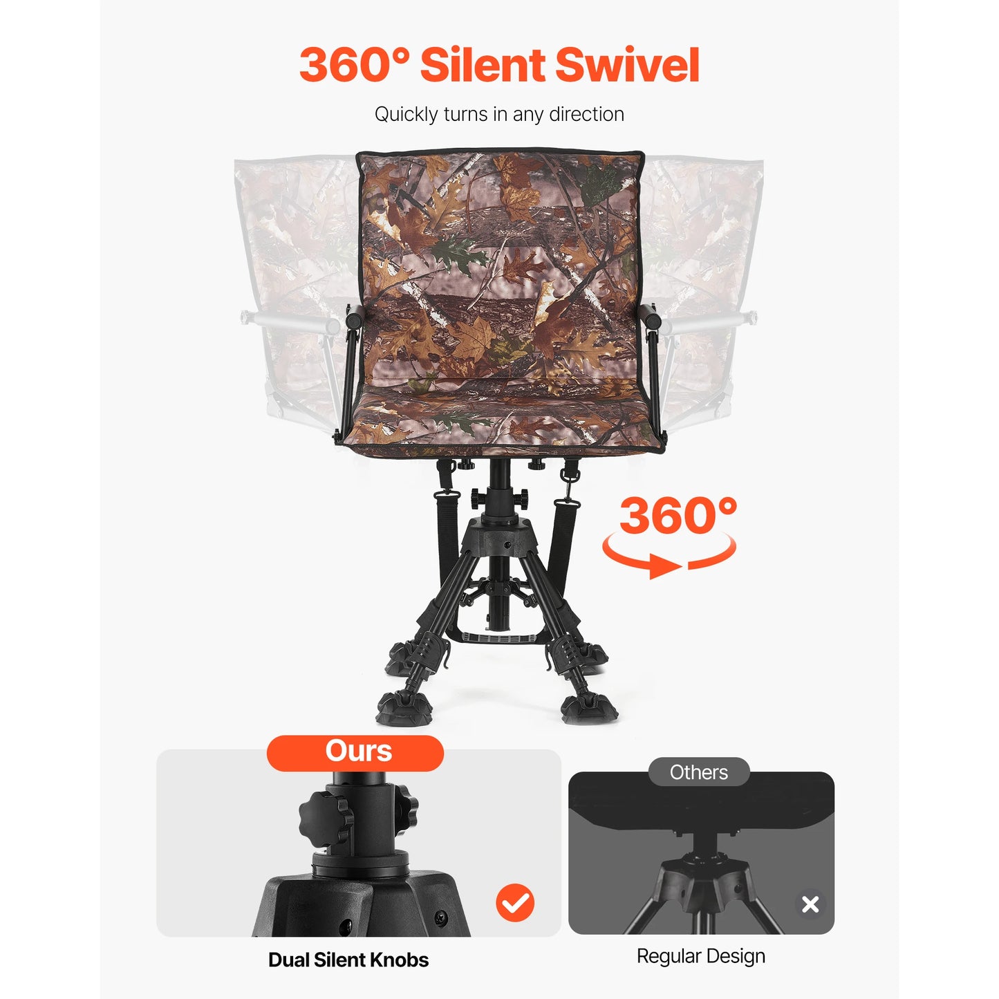 360 Degree Silent Swivel Blind Hunting Chair For Camping