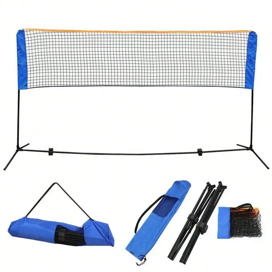10x5FT Portable Adjustable Badminton Volleyball Tennis Net Set W/Carry Case Blue