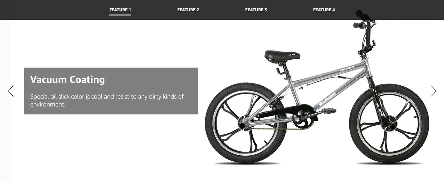 Hiland Kids BMX Bicycle Featuring Sturdy Steel Construction