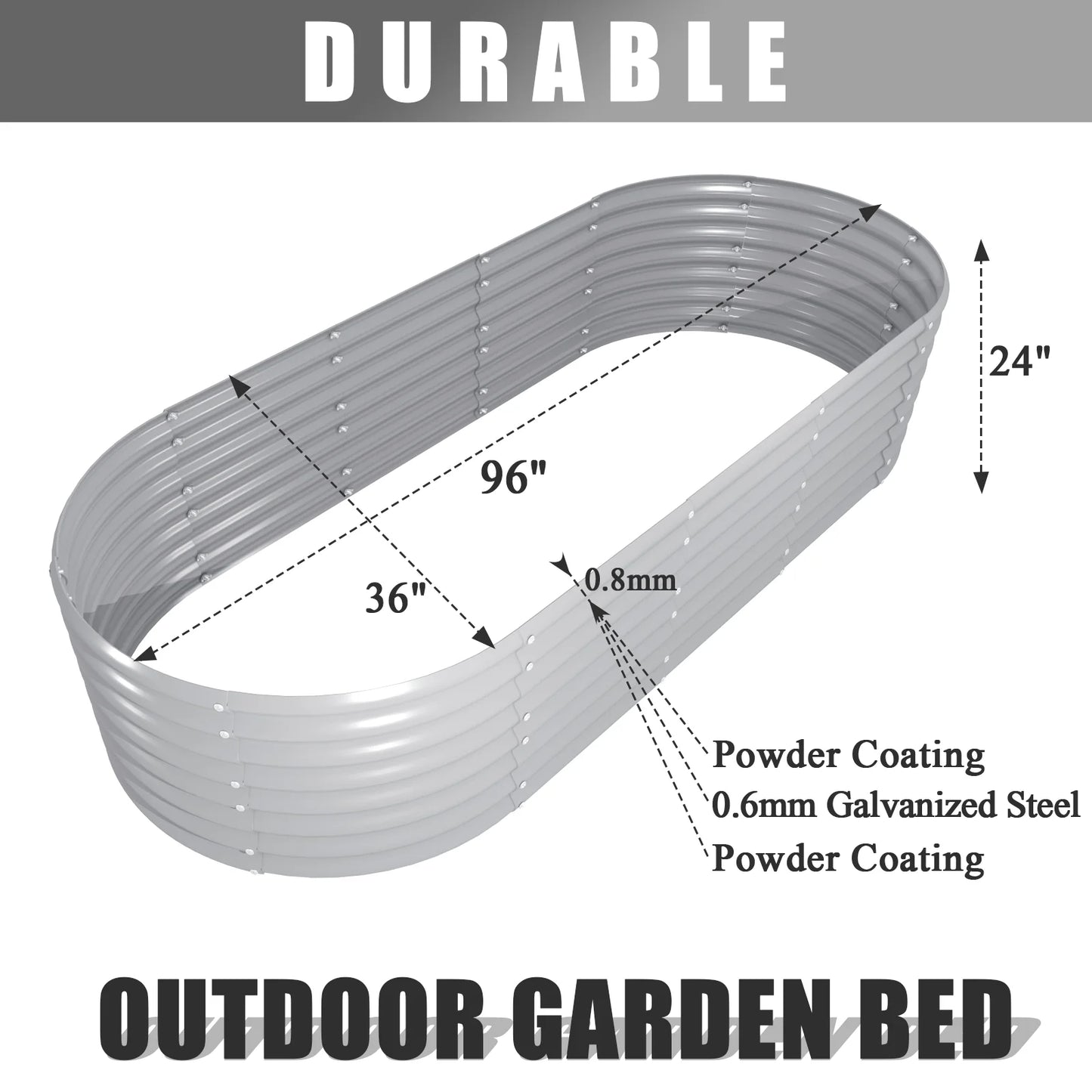 Tramull Galvanized Raised Garden Bed Kit for Vegetables