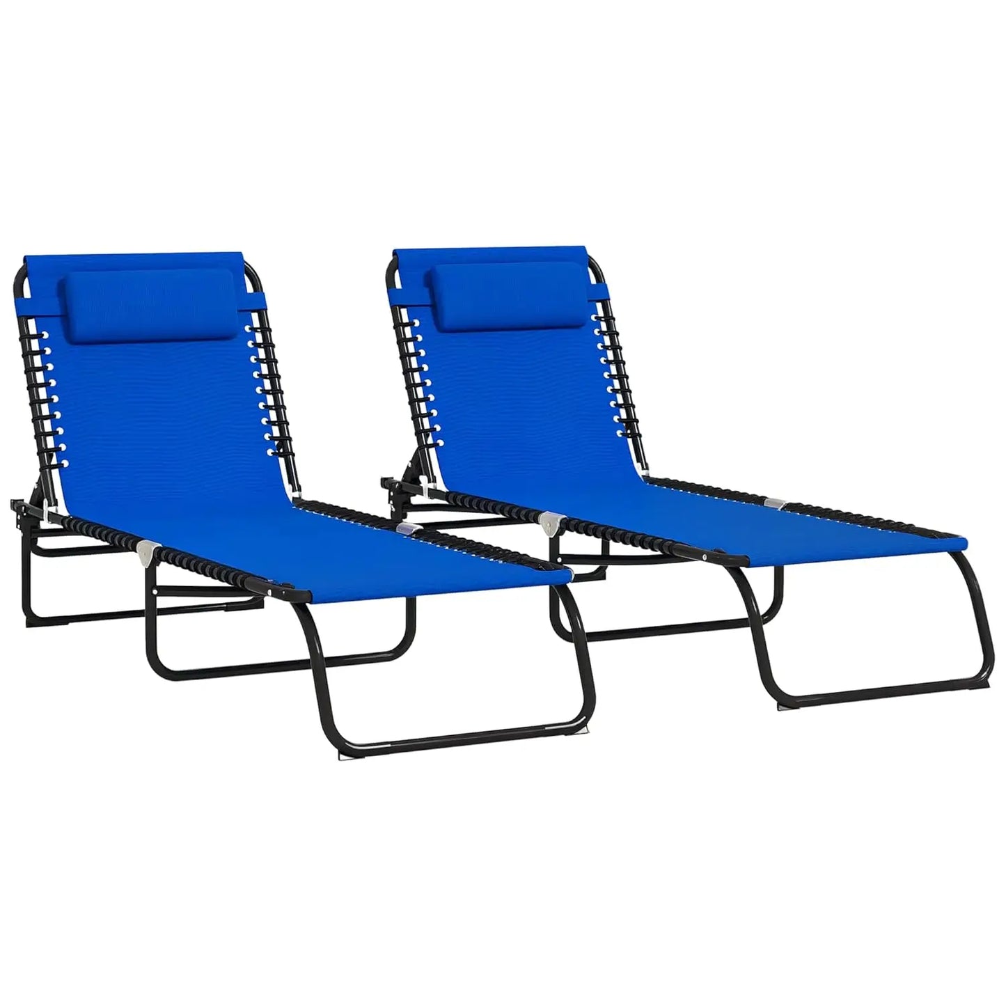 Folding Chaise Lounge Set 2,Outdoor Reclining Tanning Chair 4-Pos Mesh Seat for Patio Beach Pool Yard,Customized