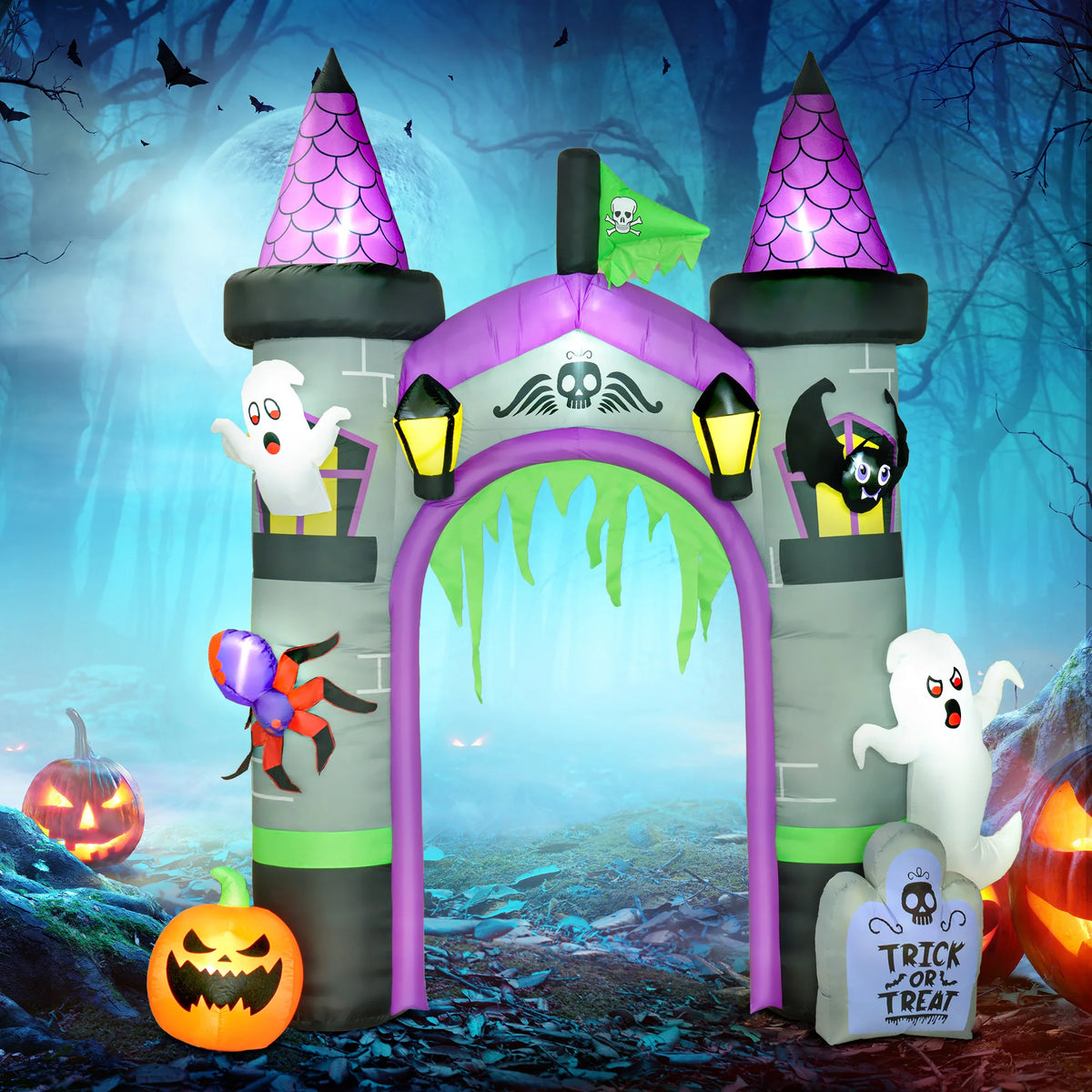 Outsunny Outdoor Halloween Inflatable Archway With LED Yard Display
