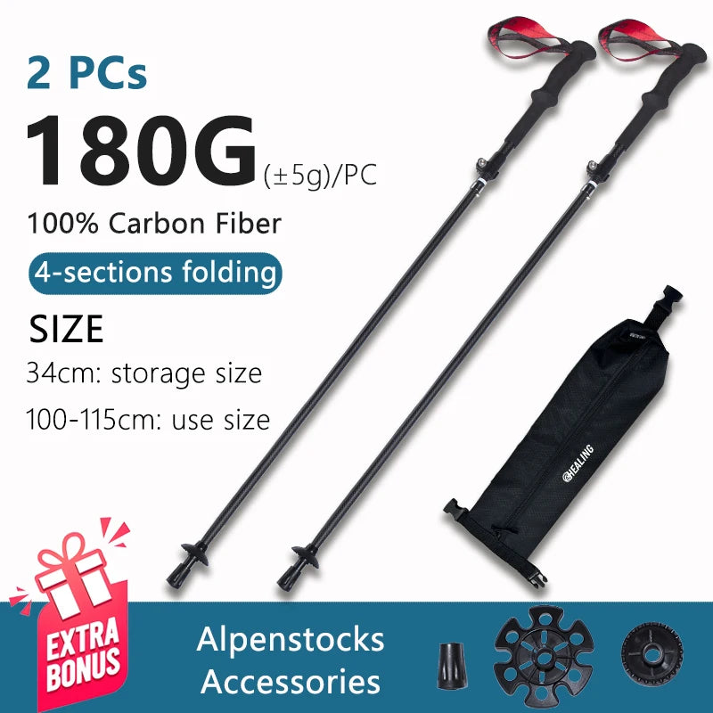 Okhaling Folding Carbon Fiber Trekking Poles For Outdoor Hiking