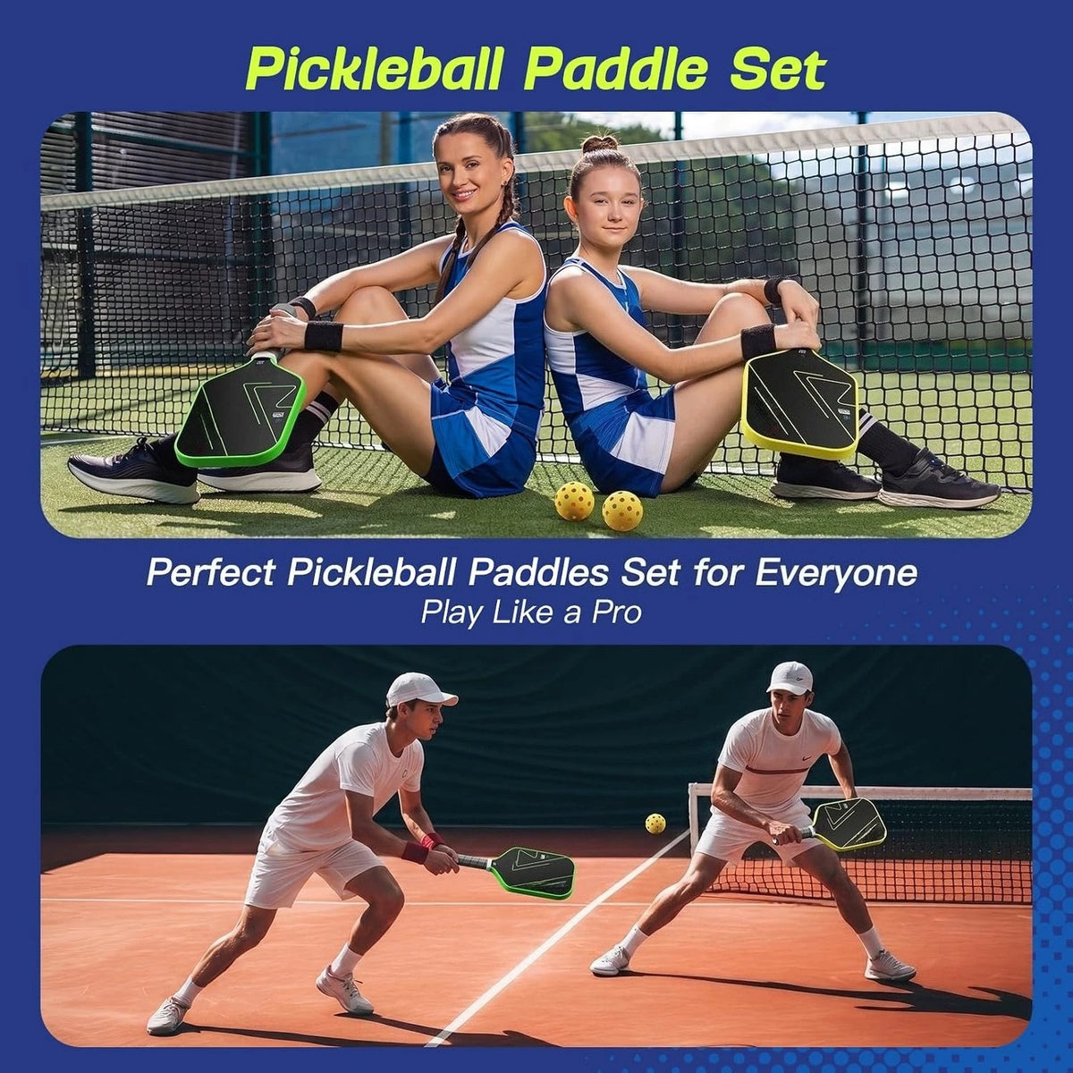 Set of 2 USAPA Approved Multi-Layer Textured Carbon Fiber Pickleball Paddles Spin & Power Optimized Surface Lightweight Rackets For Beginners Intermediate Players Men Women Indoor Court Backyard Training Competitive Sports