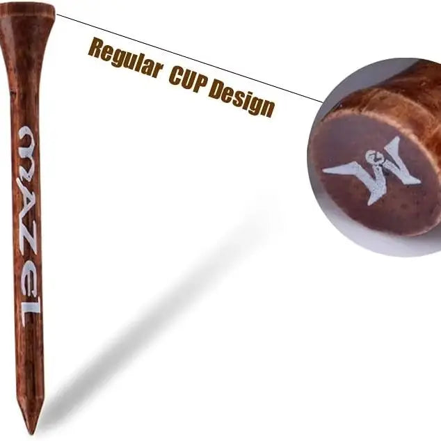 MAZEL Natural Wood/Bamboo Golf Tees 2 3/4 Inch & 3 1/4 Inch,Pack 50 or 120,Reduce Friction & Side Spin,More Stable Golf Tees