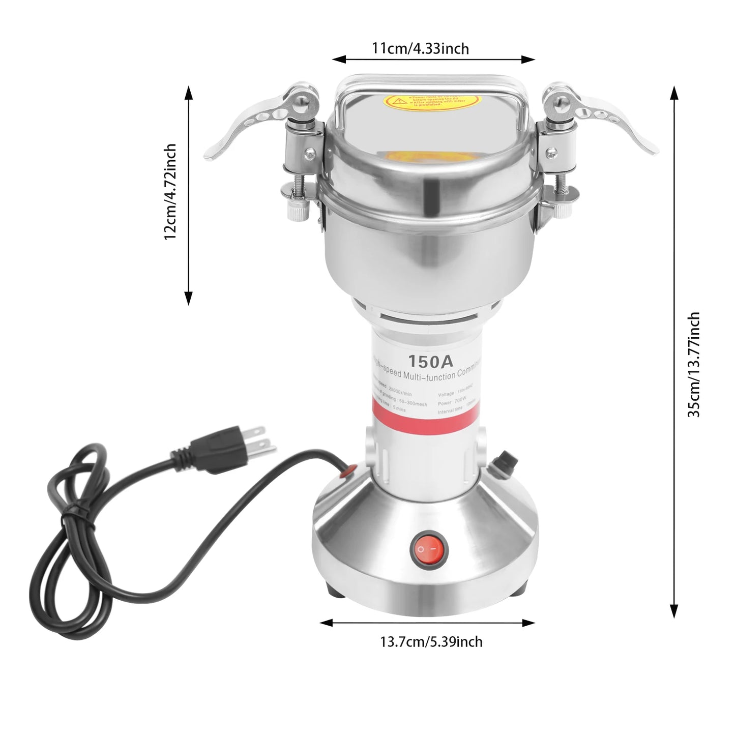 High-Speed Electric Grain Mill and Spice Grinder 110V 850W