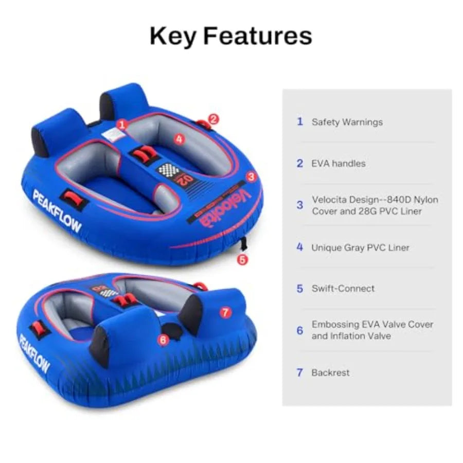 Towable Boat Tube for Two Persons Inflatable Water Tube