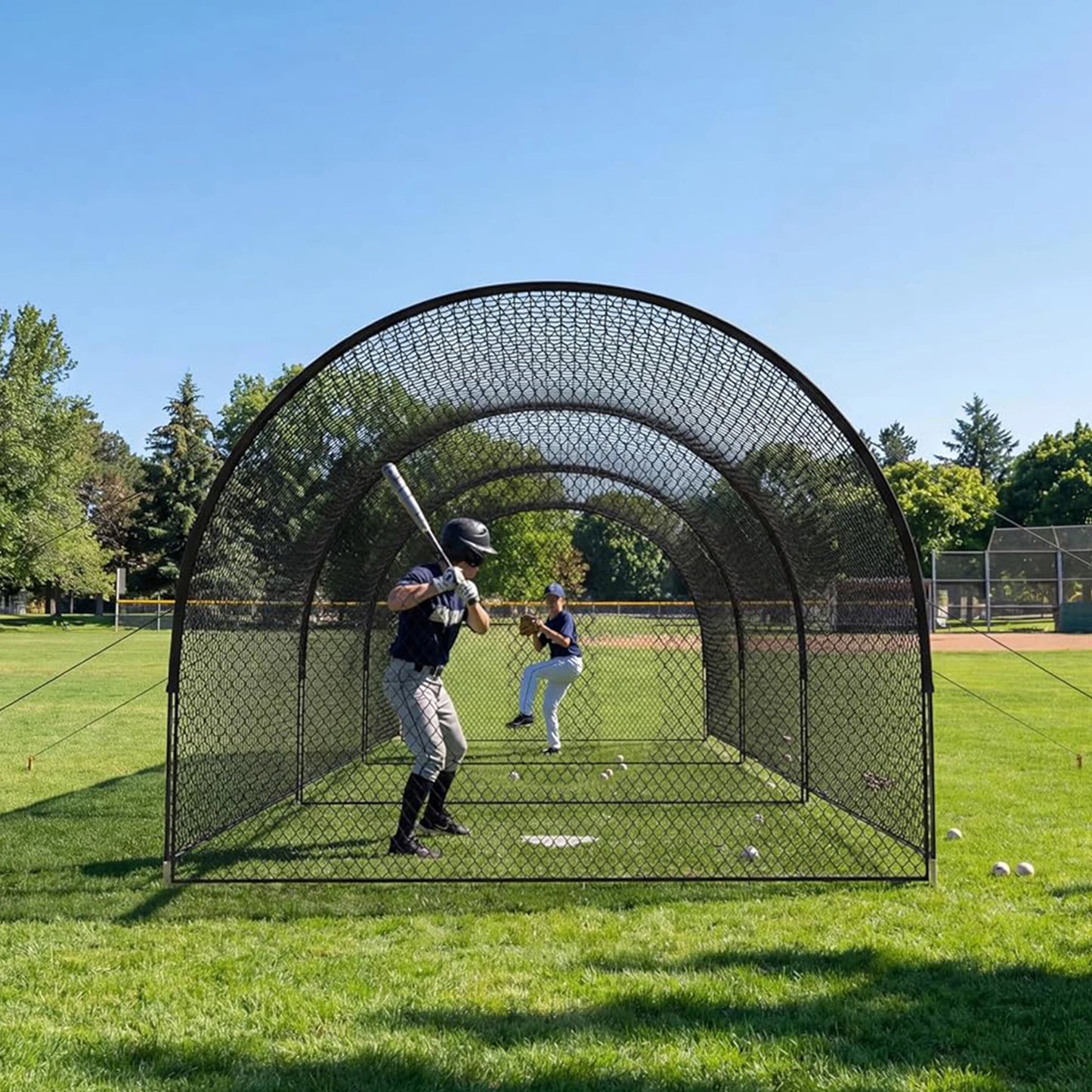 HiMISS Baseball Batting Cage With Frame And Net Backyard Practice