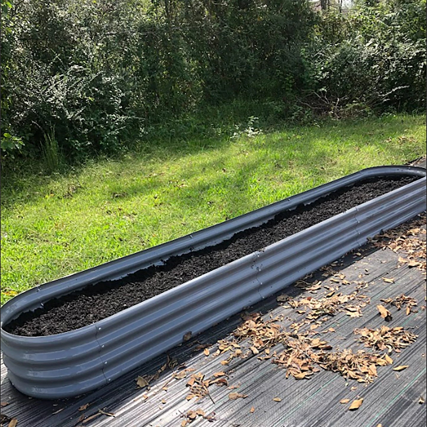 Tramull Galvanized Raised Garden Bed Outdoor Planter Box