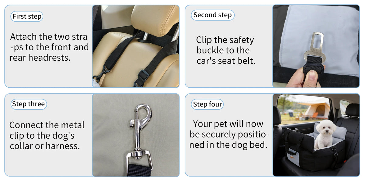 BORWART Portable Dog Car Seat Booster With Safety Belt