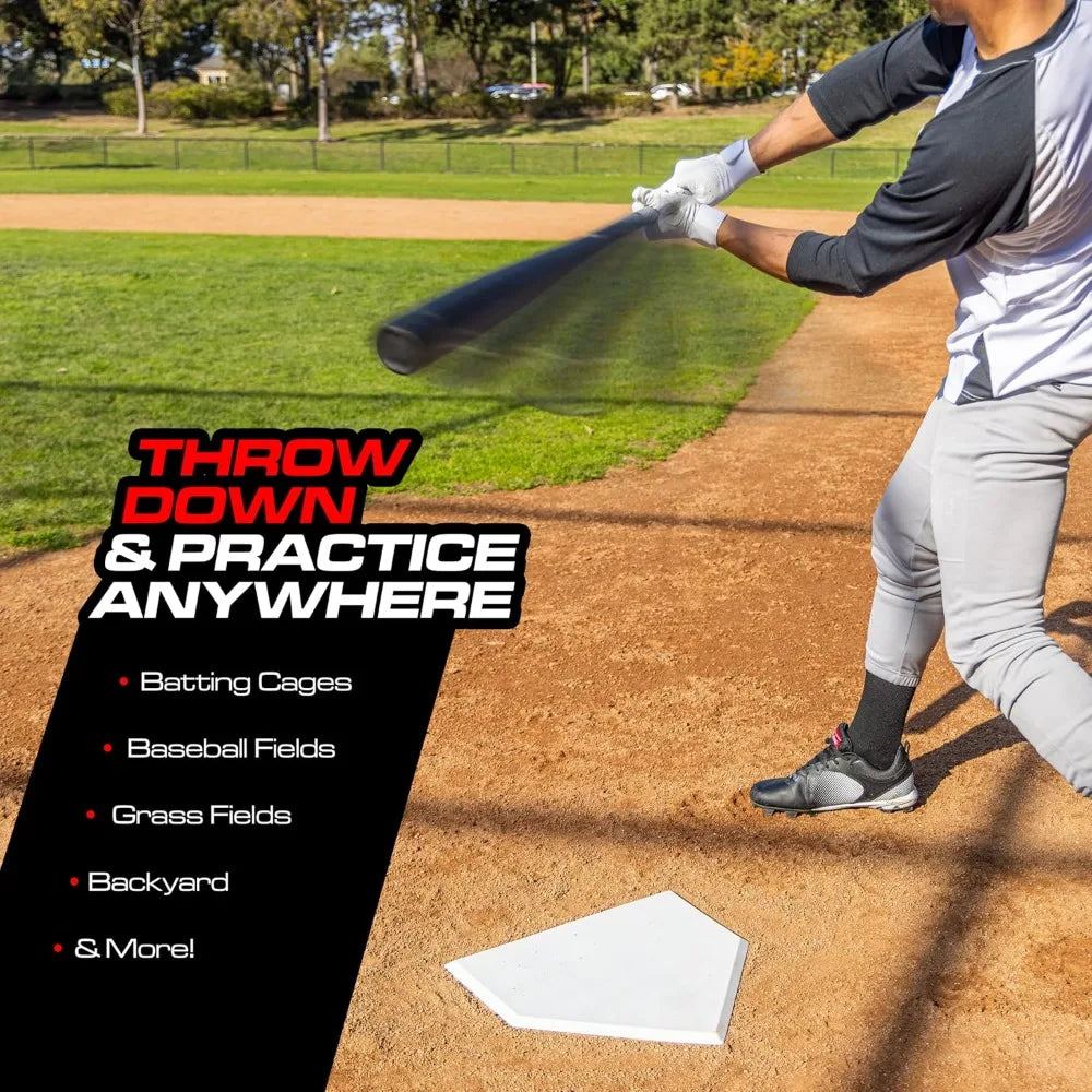 Heavy-Duty Rubber Home Plate - Waffle Bottom Baseball Softball Throw Down Base for Training