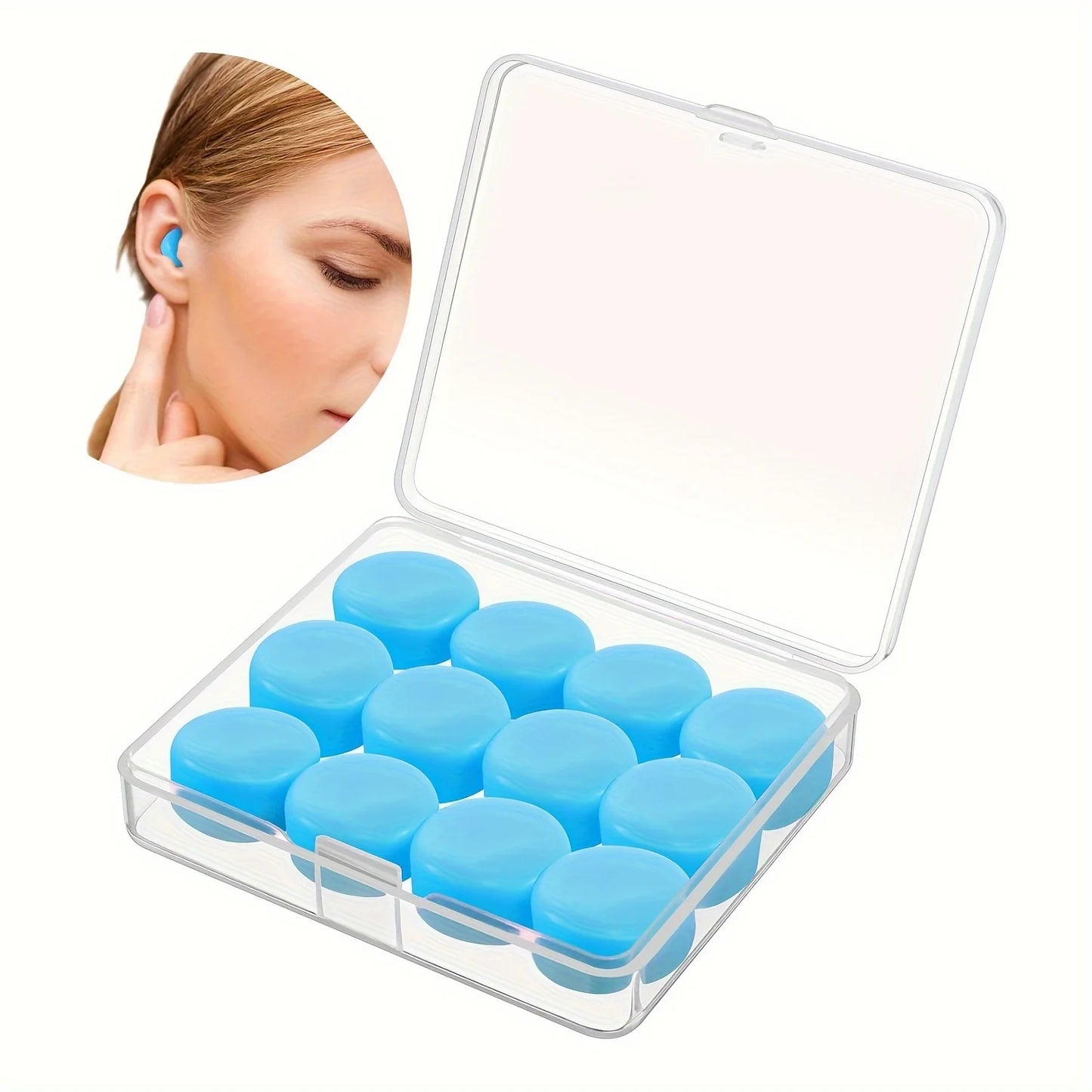 12 Pieces Silicone Reusable Sleep Ear Plugs - For Concerts, Swimming, Shooting, Snoring, Airplanes