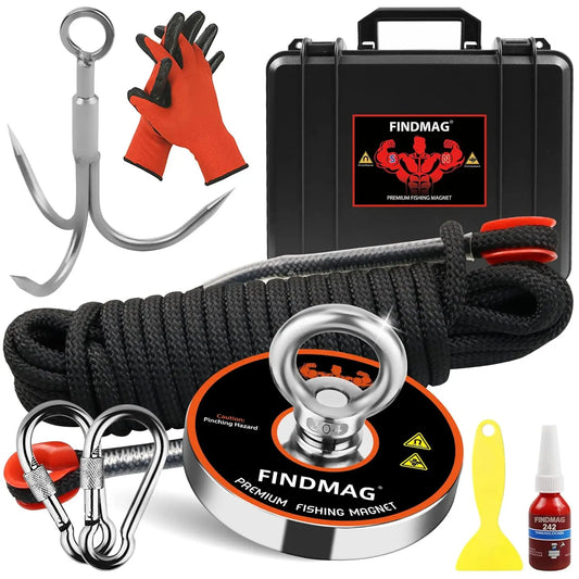 Fishing Magnet Kit With Waterproof Case Rope Accessories