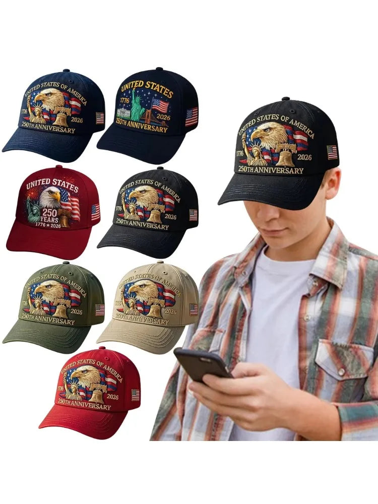 Breathable Patriotic Baseball Cap US Anniversary Tribute Hat Washed