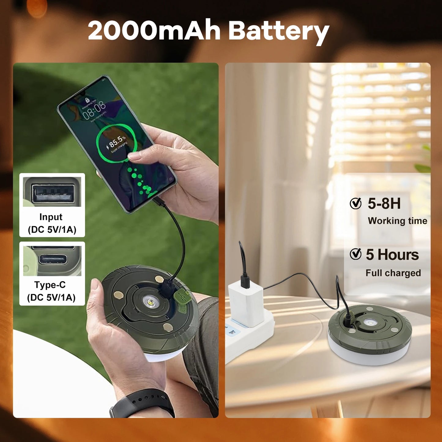 Kla-Fcob Waterproof Rechargeable LED String Lights For Outdoor Camping