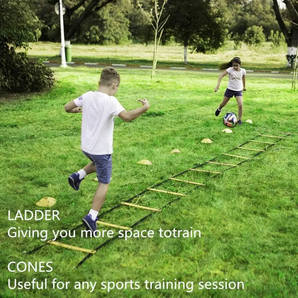 Agility Ladder Speed Training Equipment with 6 Cones, Parachute, and Carry Bag for Soccer, Football, Basketball, Kids and Adults