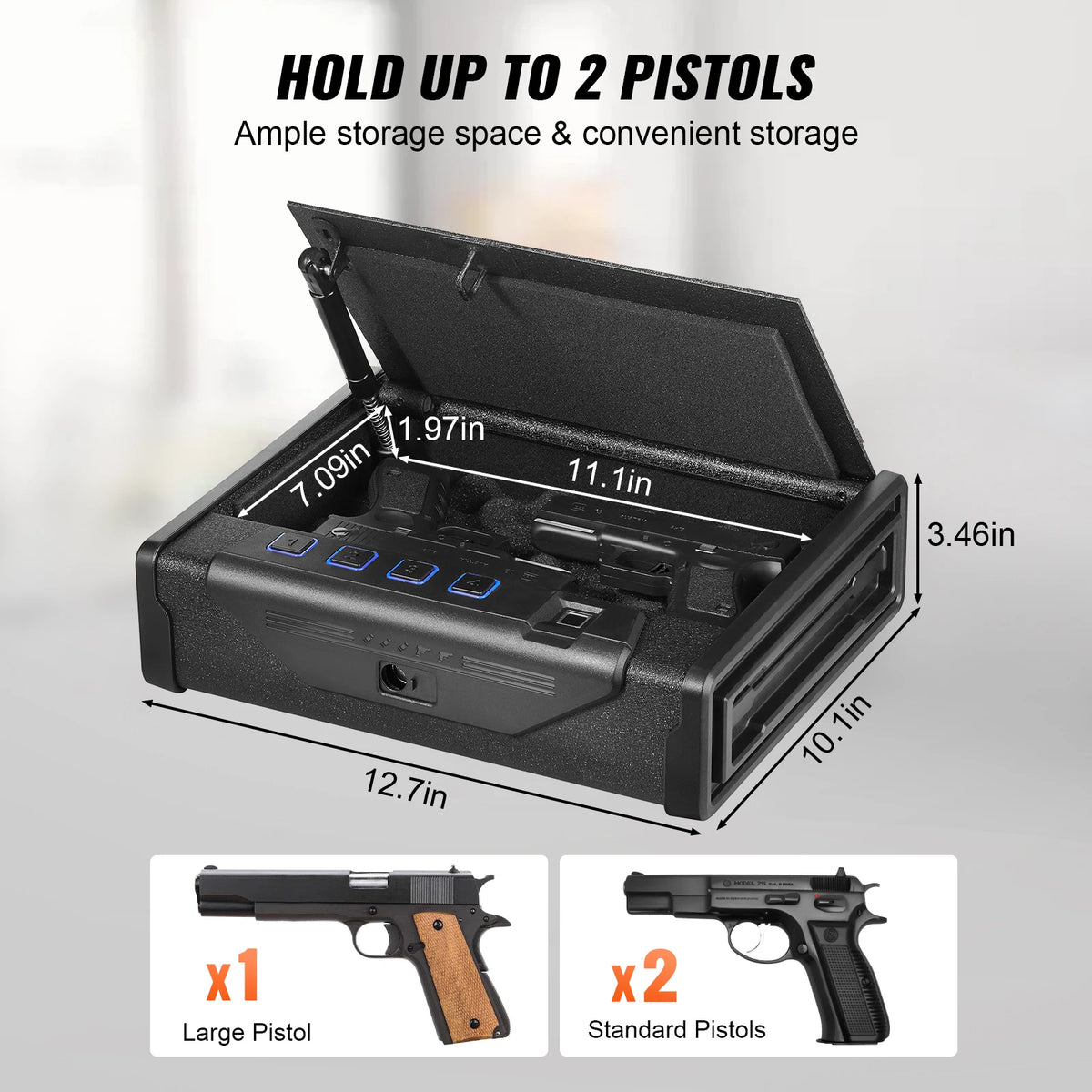 SucceBuy Biometric Pistol Safe with Quick Access and Silent Mode