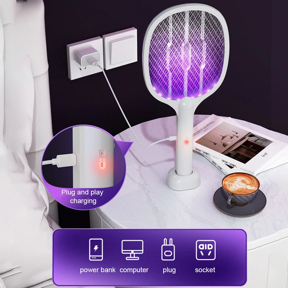 MOJOYCE 2 In 1 Electric Fly Swatter And Mosquito Trap