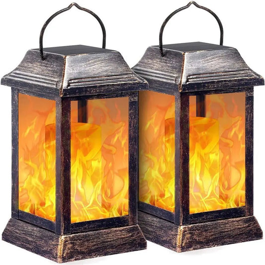 XMSJ Solar Flickering Flame Lantern Outdoor Hanging Light