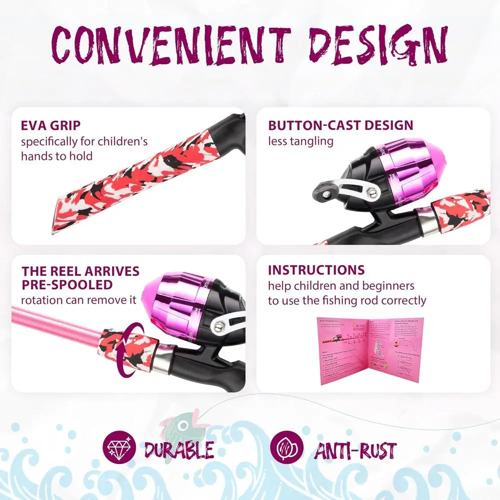 Portable Telescoping Fishing Rod Set for Kids, Complete with Tackle Box, Reel, and Net, Ideal for Toddlers and Youths