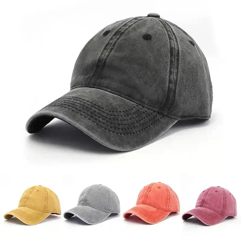 Arthmix Solid Washed Denim Baseball Cap Unisex Cotton Sunshade Hat