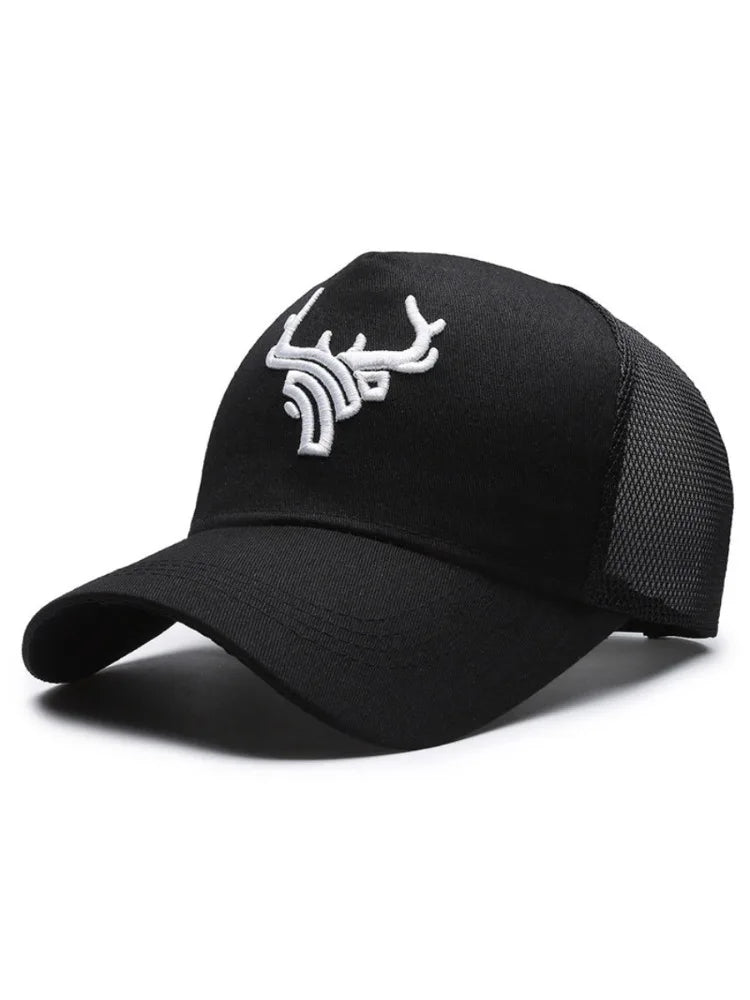 Unisex Antlers Embroidery Baseball Cap Adjustable Outdoor Sun Hat