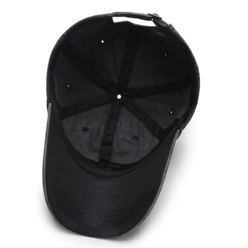Arthmix Solid Washed Denim Baseball Cap Unisex Cotton Sunshade Hat