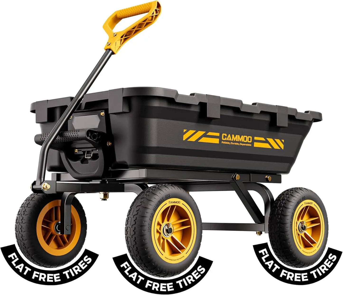 No-Flat Tires Heavy-Duty Garden Dump Cart With Quick-Release Dump