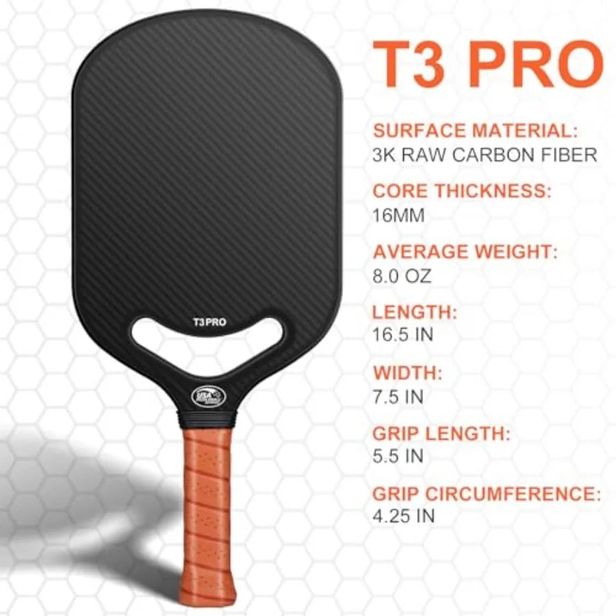 Carbon Fiber Pickleball Paddle with Aero Throat, USAPA Approved Pickleball Racket for Power and Control, Polymer Honeycomb Core