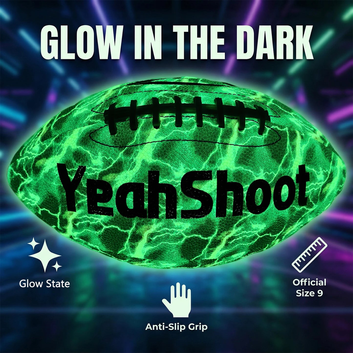 Glow In The Dark American Football With Fluorescent Material