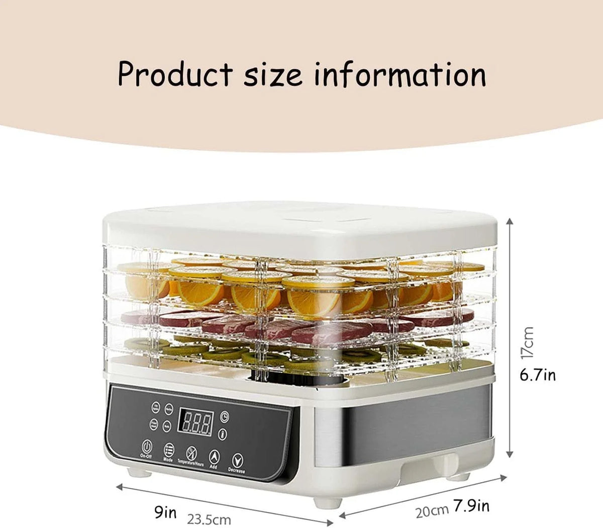 Household Food Dehydrator With Adjustable Temperature For Fruits And Vegetables