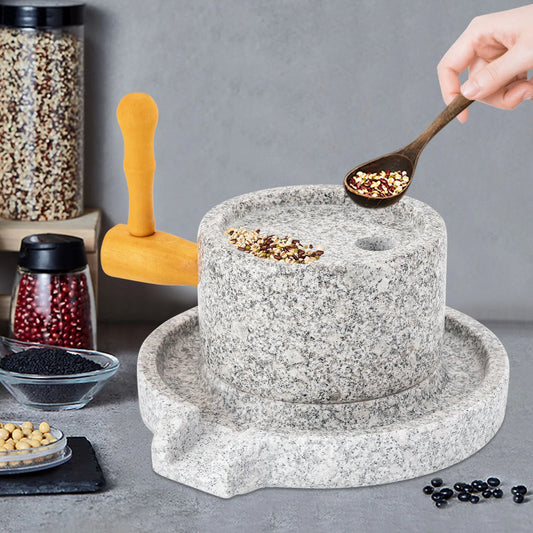 Granite Millstone Grinder Hand Crank With 304 Stainless Steel Core