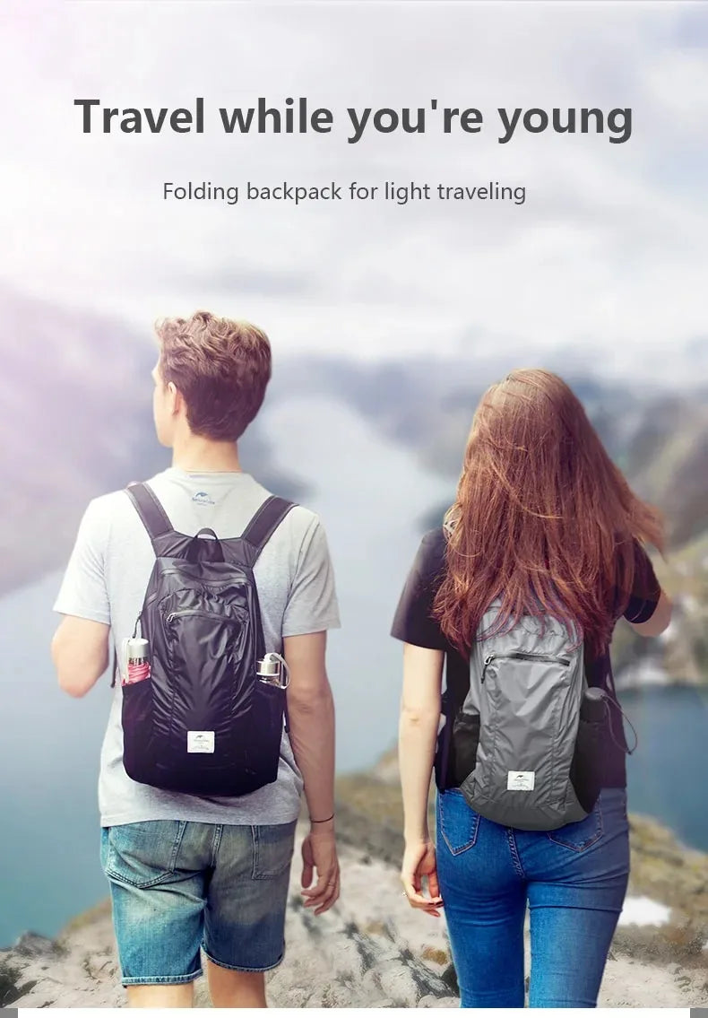 Naturehike Backpack 18L Black Ultralight Outdoor Waterproof Folding Backpack for Men Women‘s Bag Camping Hiking Shoulder Bag