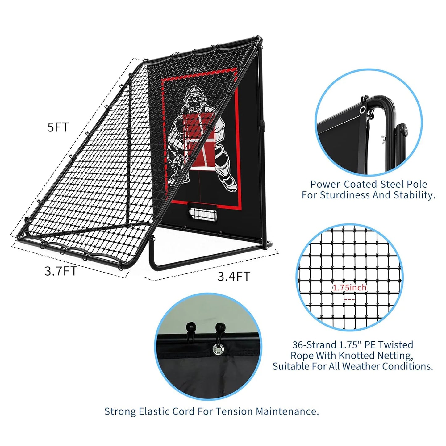 HiMISS Baseball Pitching Rebounder Net 2In1 Training For Softball Practice