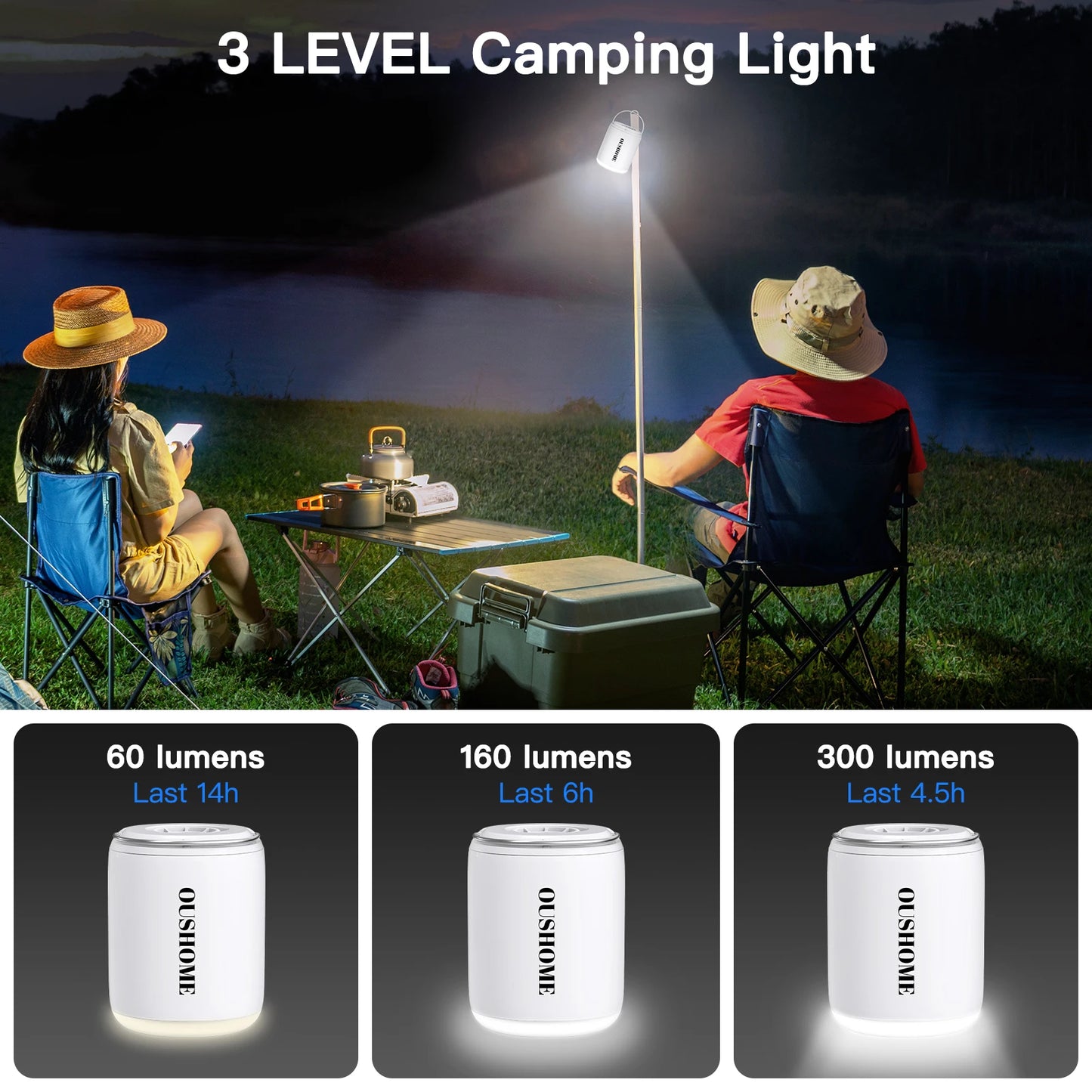 Portable Air Pump For Inflatables With Camping Light USB Rechargeable